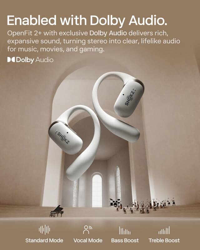 Fones de ouvido sem fio SHOKZ OpenFit 2+ Dolby Audio Grey - Fone